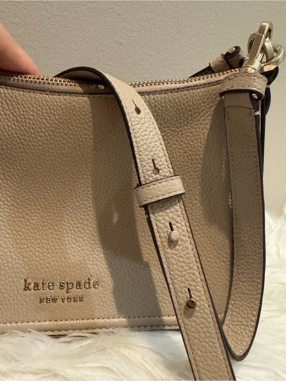 kate spade Pebbled Leather Crossbody in Taupe - Picture 6 of 13